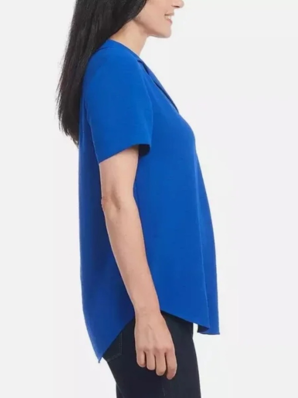 Hilary Radley Notch Collar Blouse NWT | Royal Blue • Measures Small - Picture 3 of 5
